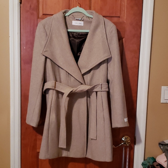 calvin klein toggle wrap front jacket